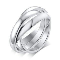 stainless steel pandanat Stainless Steel Interlocked Triple Ring for Women Multi Color Wedding Band Bague Three in One