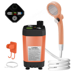 Camping Shower Pump RV Outdoor Shower Kit Camp Shower w/Full Screen Intelligent Digital Display Adjustable 6000mAh Shower Kit