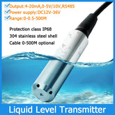 level sensor Liquid Level Transmitter 0-0.5M-500M Water Level Measurement 4-20mA 0-5V 10V RS485 Output Tank Pool Deep Well Water Level Sensor