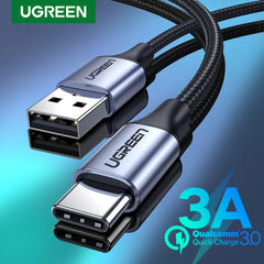 USB CABLE UGREEN 3A USB Type C Cable For iPhone 17 16 Xiaomi Samsung Fast Charging Wire USB-C Charger Data Cord For iPad Poco USB C