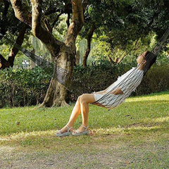 Nylon Rope Meshy Hammock for Outdoor Sleeping Net Bed with Rope Portable Camping Garden Beach Yard Travel Swing Hanging Bed