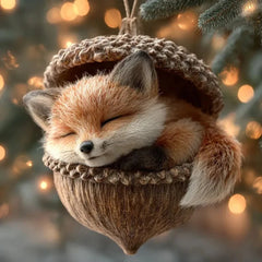 6pcs Kits Forest Animal Acorn Ornaments 2D Flat Hanging Statue for Home Decor Cozy Forest Christmas Ornaments 2D-Acrylic Decor