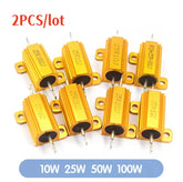 silicoen Adjustable resistor 2PCS/lot 10W 25W 50W 100W Aluminum Power Resistor 0.1~1Kohm Metal Shell Case Wirewound Resistance Load Resistors 4ohm 6ohm 8ohm