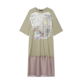 100%POLYESTER WOVEN LADIES DRESSES ELFSACK 2025 Summer New Arrivals Mesh Printed Short Sleeve Casual Dress For Women