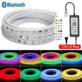 SILICONE LED STRIP LIGHT KIT USE FOR LIGHTING 1-50M RGBIC Led Strip Light 110V 220V 60Leds/m Smart Bluetooth Remote Control Waterproof IP67 Dream Color Flex Tape Strip Lamp