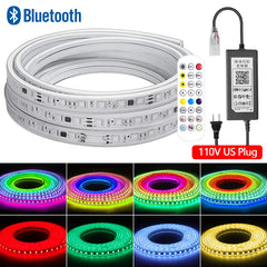 SILICONE LED STRIP LIGHT KIT USE FOR LIGHTING 1-50M RGBIC Led Strip Light 110V 220V 60Leds/m Smart Bluetooth Remote Control Waterproof IP67 Dream Color Flex Tape Strip Lamp