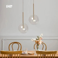 glass lamp shade Modern Glass Shade Pendant Light for Dining Room Ceiling, Bedroom & Kitchen, Dimmable Hanging Lamp (Single/Multi)