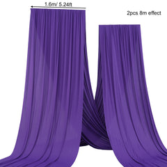 curtain backdrop 2 Pcs 8M 2 Sided Solid Color Stretch Hang Celling Fabric Gauze Curtain Wedding Backdrop Frame Decoration Party Event Props H0119