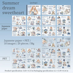 STICKER BOOK Yoofun 20 Sheets Kawaii Character Sticker Book Early Summer Sweetheart Girl Creative DIY Journal Material Collage Stickers