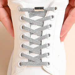 SHOE LACE 1Pair No Tie Shoe Laces Colorful Buckle Shoelaces Pearl Light Colorful Fashion Without Ties Elastic Laces Sneaker Kids Adult