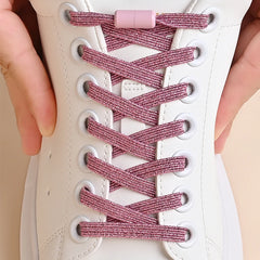SHOE LACE 1Pair No Tie Shoe Laces Colorful Buckle Shoelaces Pearl Light Colorful Fashion Without Ties Elastic Laces Sneaker Kids Adult