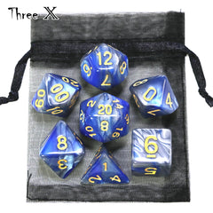 DND polyhedral dice set Polyhedral Dice Set with Pouch Double-Colors  Gold Numbers of D4 D6 D8 D10 D% D12 D20 for DNDGame RPG Table Games