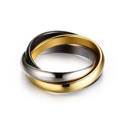 stainless steel pandanat Stainless Steel Interlocked Triple Ring for Women Multi Color Wedding Band Bague Three in One