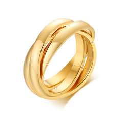 stainless steel pandanat Stainless Steel Interlocked Triple Ring for Women Multi Color Wedding Band Bague Three in One
