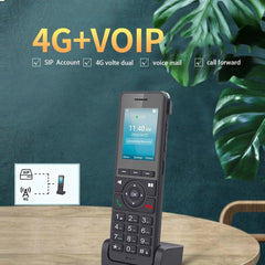 IP Phone 4G LTE Cordless Phone Portable Wifi 2.4in Color Screen Desktop Phone for Dect VoIP Black
