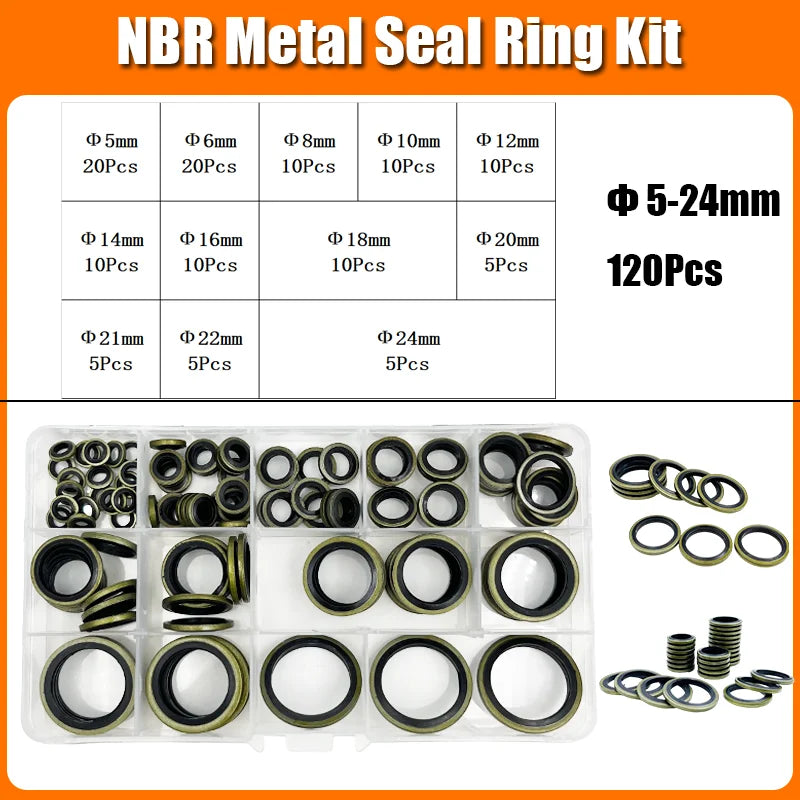 IRON GASKET Seal Washer M5 M6 M8 M10 M12 M14 M16 to M24 High Pressure Hydraulic Pipe Seal Pad Rubber Metal Shim NBR Metal Seal Gasket Oring