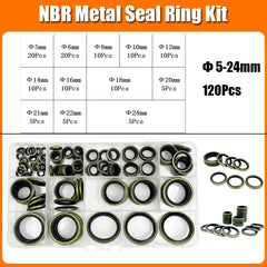 IRON GASKET Seal Washer M5 M6 M8 M10 M12 M14 M16 to M24 High Pressure Hydraulic Pipe Seal Pad Rubber Metal Shim NBR Metal Seal Gasket Oring