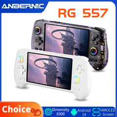 GAME CONSOLE ANBERNIC RG557 Retro Handheld Game Console 5.48" AMOLED Screen Dimensity 8300 Android Video Portable Game Player