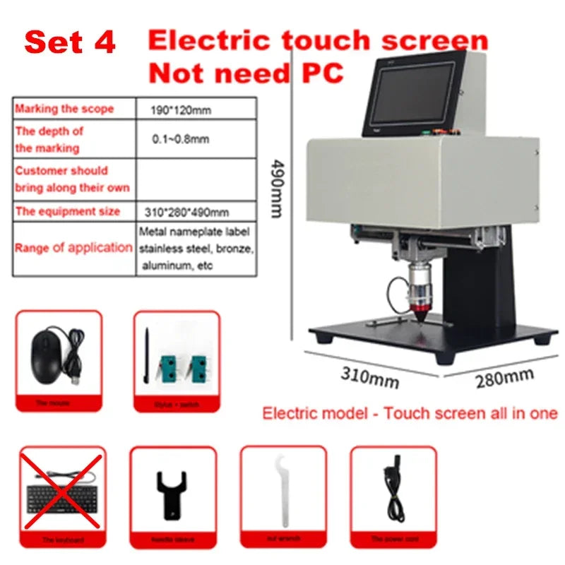 Marking Machine Mini Metal Engraving Router Hand-held Pneumatic Electric Nameplate Marking Machine Touch-screen for Cylinder Frame Chassi Number