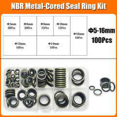 IRON GASKET Seal Washer M5 M6 M8 M10 M12 M14 M16 to M24 High Pressure Hydraulic Pipe Seal Pad Rubber Metal Shim NBR Metal Seal Gasket Oring