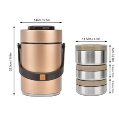 insulated container 2000ml 304 Stainless Steel Vacuum Insulation Lunch Box Portable 3 Layer Vacuum Insulated Barrel