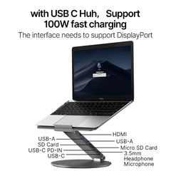 alloy laptop KUXIU Laptop Stand,Foldable Computer Desktop Holder with 360 Rotating Base For MacBook Pro/Air,Dell, HP, Lenovo10-17inch Laptops