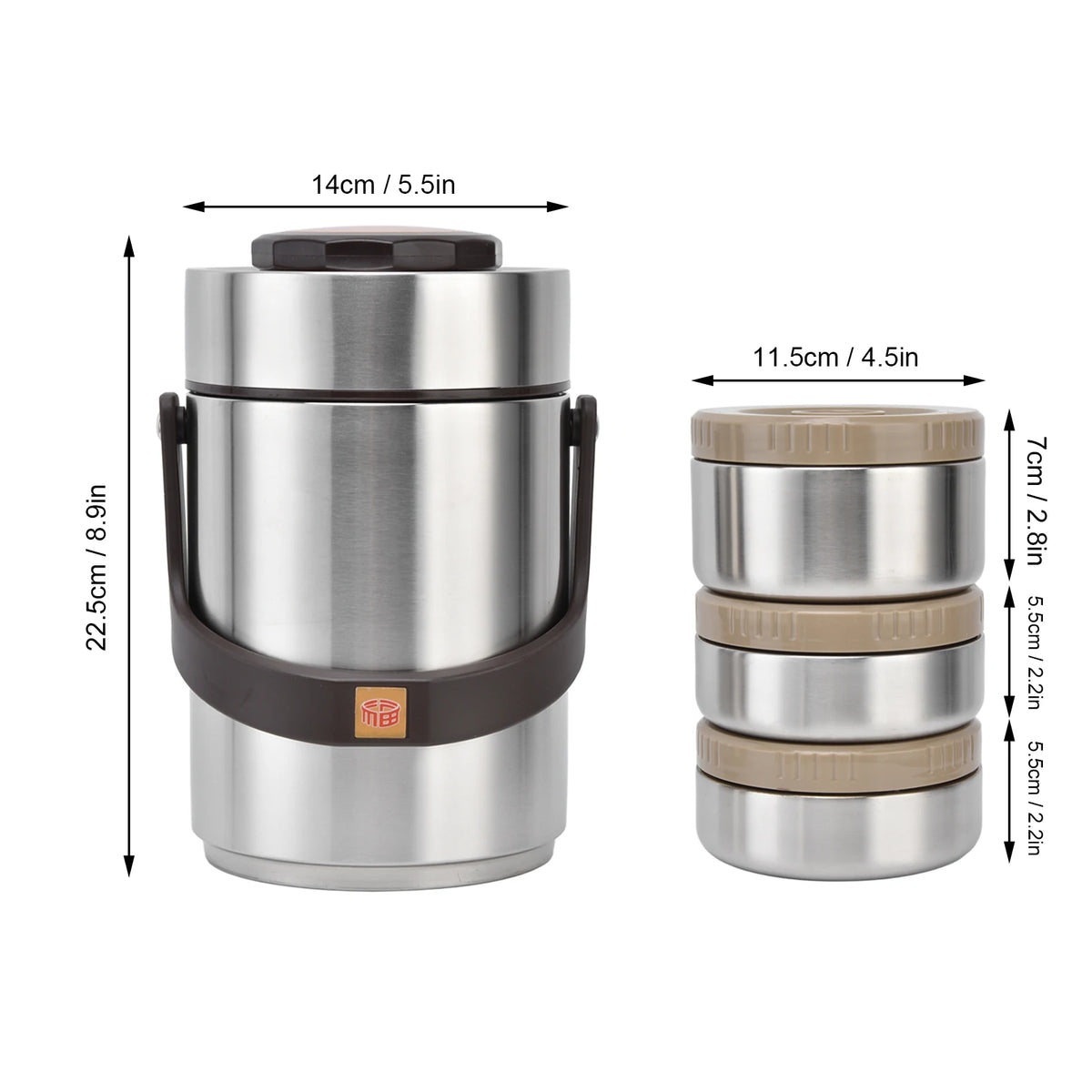 insulated container 2000ml 304 Stainless Steel Vacuum Insulation Lunch Box Portable 3 Layer Vacuum Insulated Barrel
