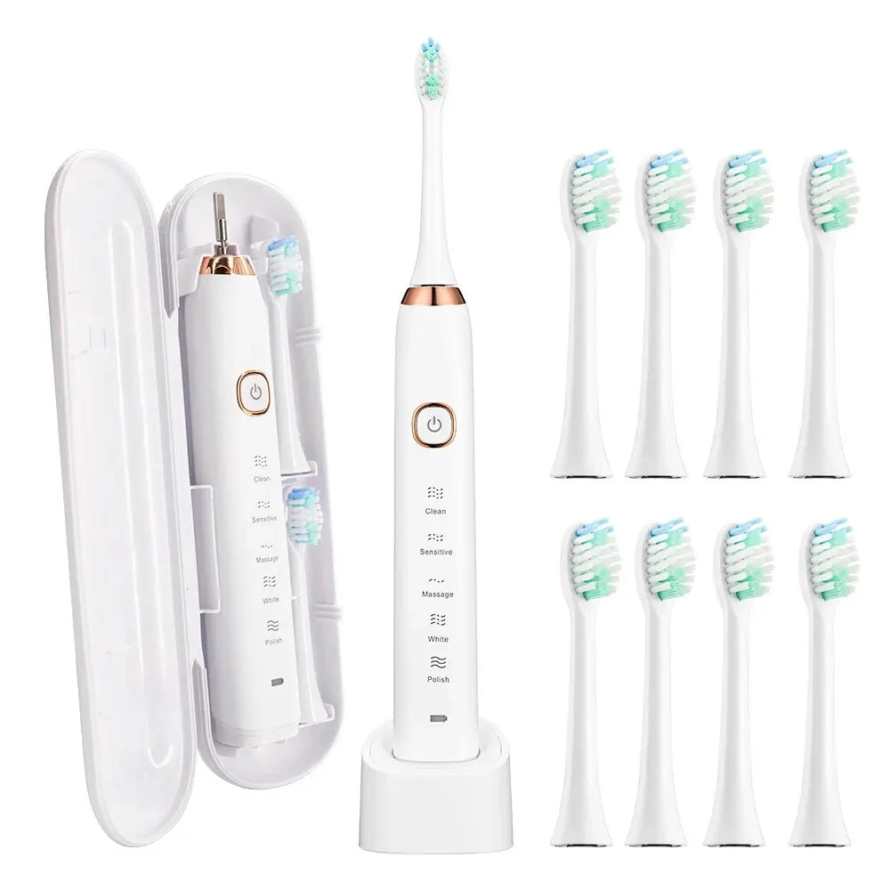 ELECTRIC TOOTHBRUSH Sonic Electric Toothbrush Smart Ultrasonic Dental Teeth Whitening Rechargeable Adult Tooth Brush Sarmocare S100 With8 Brush Head