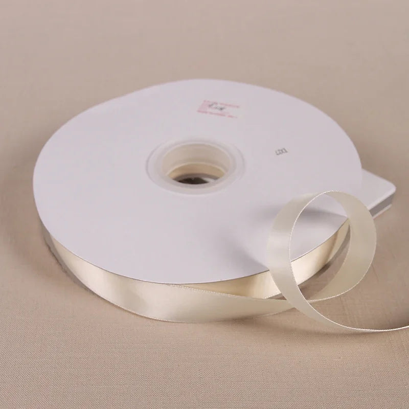 Ribbon roll (91 meters/roll) Beige Single Face Satin Ribbon Wholesale Gift Wedding Christmas Decoration DIY Webbing Card Gift Wrapping