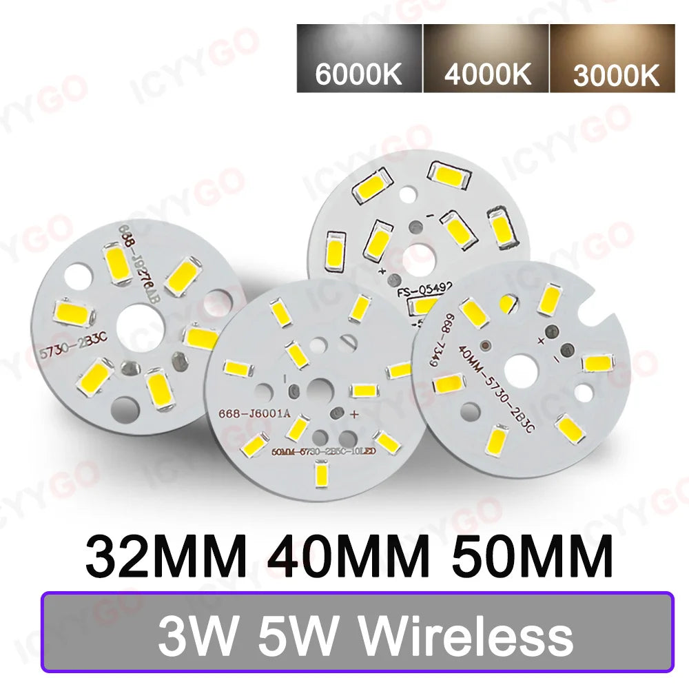 METAL LED MODULE 3W 5W LED PCB Board Soldering Wire Plug Wire 32MM 40MM 50MM Bulb Light Source 5730 SMD Light Board, Light Board DIY Aluminum PCB