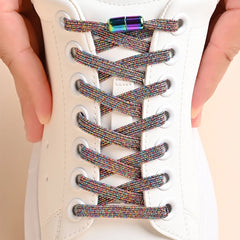 SHOE LACE 1Pair No Tie Shoe Laces Colorful Buckle Shoelaces Pearl Light Colorful Fashion Without Ties Elastic Laces Sneaker Kids Adult