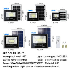 SOLAR LIGHT LED Solar Light Flood Lights Outdoor Solar Reflector Spotlights 50w 100w 200w 300w 500w With Remote Control For Garden Street