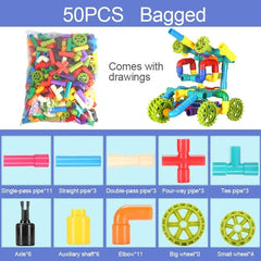 PLASTIC BLOCKS FOR PLAY USE Children's Pipe Building Blocks Toy Assembly Plastic Water Pipe Educational Interactive Diy Toy For 3 Years Old Kindergarten
