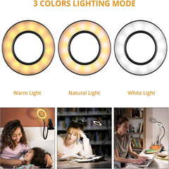 Reading Desk Lamp Bed Dimmable, 3 Modes & 10 Dimming Levels USB Clamp Lamps 360° Flexible Book Clip