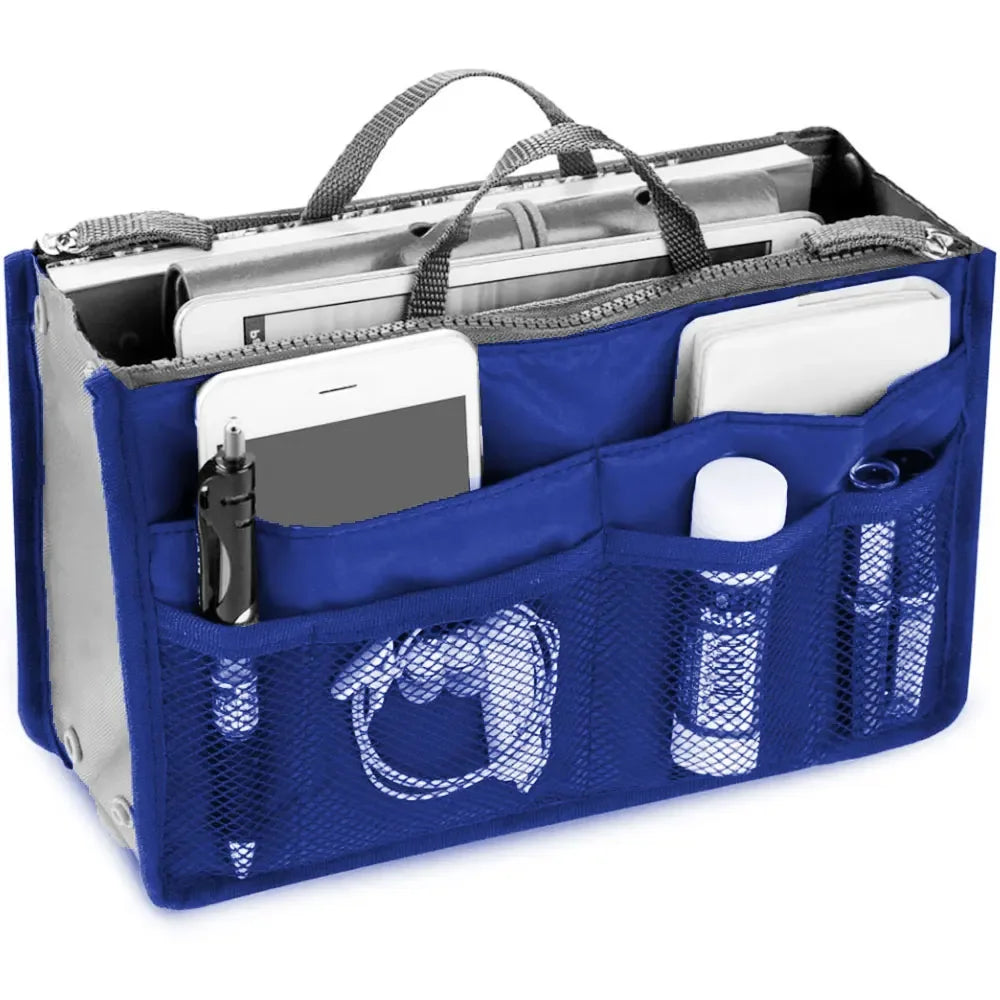 NYLON MAKEUP BAG FOR STORAGE AND CARRY OF COSMETICS Women Cosmetic Organizer Bag Nylon Travel Insert Organizer Handbag Foldable Large Capacity Insert Bag Liner Makeup Tote