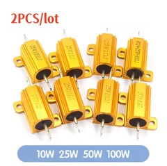 silicoen Adjustable resistor 2PCS/lot 10W 25W 50W 100W Aluminum Power Resistor 0.1~1Kohm Metal Shell Case Wirewound  Resistance Load Resistors 4ohm 6ohm 8ohm