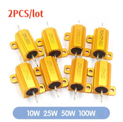 silicoen Adjustable resistor 2PCS/lot 10W 25W 50W 100W Aluminum Power Resistor 0.1~1Kohm Metal Shell Case Wirewound  Resistance Load Resistors 4ohm 6ohm 8ohm