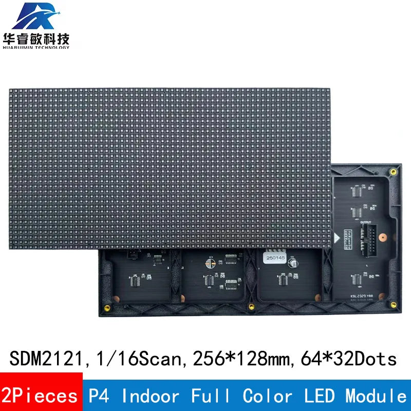P4 LED panels 2Pieces/Lot P4 Indoor SMD 3IN1 RGB LED Matrix Module 64x32 Pixels Video Display Full Color Panel 1/16 Scan 256mmx128mm