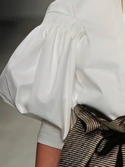 WOMEN'S SHIRT SAMPLE Modigirl Summer Fashion Black White Puff Sleeves Blouses Shirts 2025 New Sample Daily Womens Elegant Casual Shirts Tops