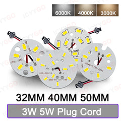 METAL LED MODULE 3W 5W LED PCB Board Soldering Wire Plug Wire 32MM 40MM 50MM Bulb Light Source 5730 SMD Light Board, Light Board DIY Aluminum PCB