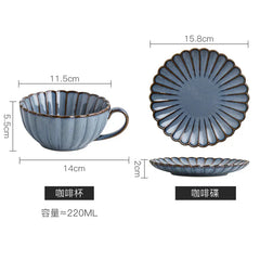 ceramics cup Japanese Ceramic Coffee Mug Creative Chrysanthemum Shaped Coffee Cup Saucer Set Simple Retro Afternoon Tea Cup
