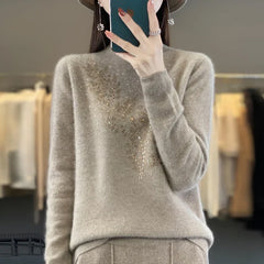 Ladies Knitted Sweaters Women Sweaters Thick Warm Autumn Winter Mock Neck Fashion Pullovers Long Sleeve Basic Jumper Knit Bottoming Shirt Korean Sweater