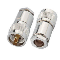 GROUNDING STRAIGHT PLUG JX 2pcs PL259 UHF Male Plug Connector Clamp For RG8 RG213 LMR400 Straight Nickelplated fast shipping