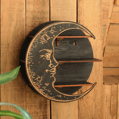 crystal display Crystal Display Wooden Shelf Moon Face Hanging Wall Jewelry Holder Bohemian Home Decor Floating Stand Shelves Room Decoration