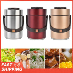 insulated container 2000ml 304 Stainless Steel Vacuum Insulation Lunch Box Portable 3 Layer Vacuum Insulated Barrel