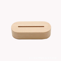AAA Battery Powered 5.9 Inch Wood Base Led Light Display Stand for Custom Acrylic Night Lamp Resin Glass Art DIY