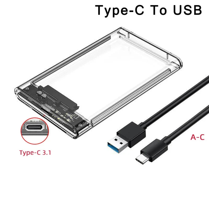 PLASTIC HARD DRIVE BOXES FOR HARDDISK USB 3.0/Type C to SATA III Hard Disk Case for 2.5 inch HDD SSD External Hard Drive Enclosure Harddisk Boxs Support UASP HDD Box