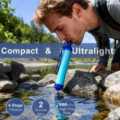 WATER FILTER Camping HikingEmergency Survival Portable Purifier - Outdoor Water Filter, Efficient Purification, Safe Drinking Water On-The-go