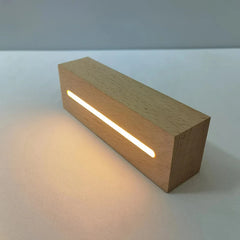 AAA Battery Powered 5.9 Inch Wood Base Led Light Display Stand for Custom Acrylic Night Lamp Resin Glass Art DIY