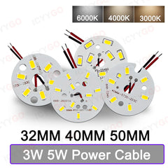 METAL LED MODULE 3W 5W LED PCB Board Soldering Wire Plug Wire 32MM 40MM 50MM Bulb Light Source 5730 SMD Light Board, Light Board DIY Aluminum PCB